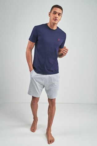 Navy Blue/Grey Jersey Pyjama Shorts Set