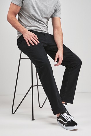 Black Relaxed Fit Stretch Chino Trousers