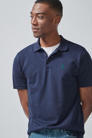 Blue Navy Slim Fit Pique Polo Shirt