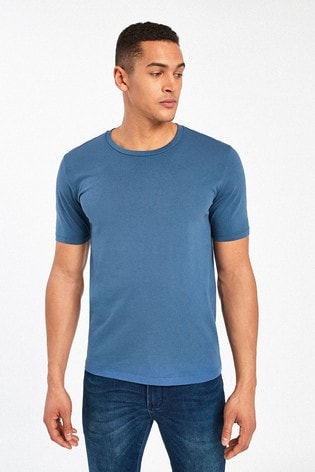 Buy Blue Denim Slim Essential Crew Neck T-Shirt from the Next UK online ...