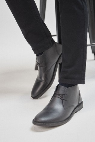 Buy Black Leather Desert Boots from the 
