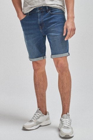 Mid Blue Slim Fit Denim Shorts