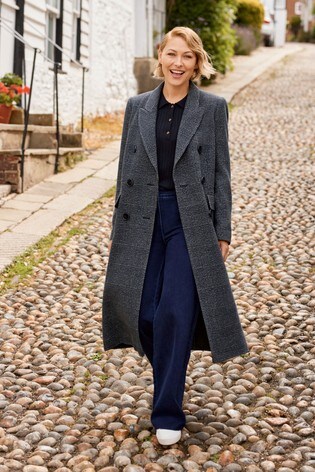 Grey Emma Willis Check Double Breasted Coat