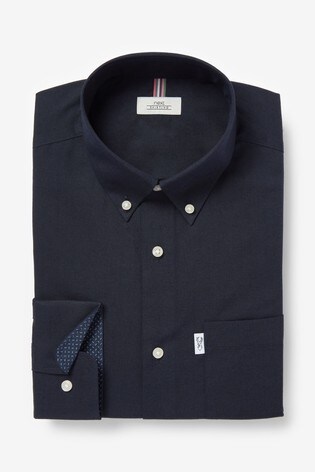 Navy Blue Slim Fit Single Cuff Easy Iron Button Down Oxford Shirt