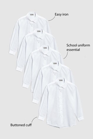 White 5 Pack Long Sleeve Formal Shirts (3-17yrs)