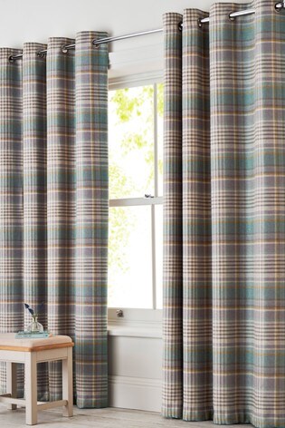 Buy Padstow Woven Check Eyelet Lined Curtains From The