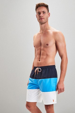 Buy Blue/Navy Colourblock Stag Swim Shorts from the Next UK online shop