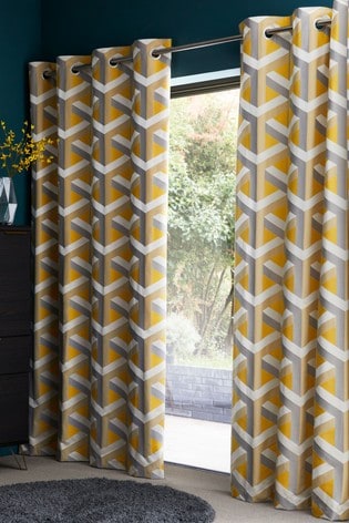 Buy Optical Geo Jacquard Eyelet Curtains From The Next Uk