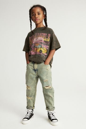 Yellow Distressed Mom Jeans (3-16yrs)