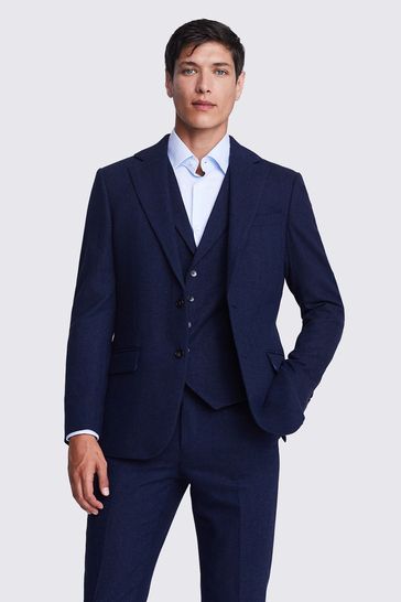 MOSS Tailored Fit Ink Herringbone Suit: Jacket