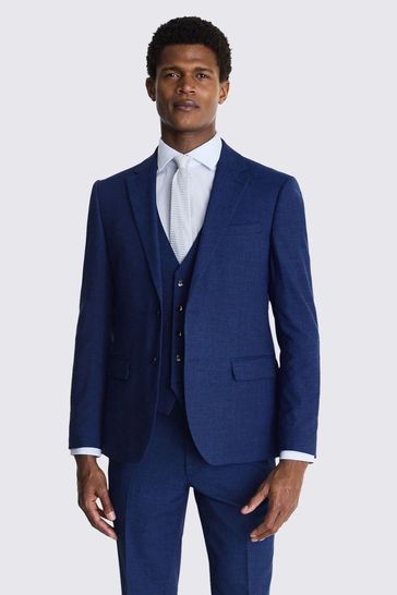 Buy MOSS Slim Fit Blue Slub Suit: Jacket from Next Ireland