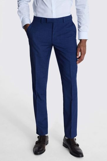 MOSS Slim Fit Blue Slub Suit: Trousers