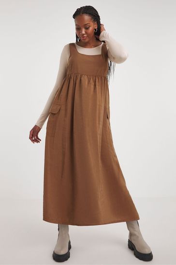 Simply Be Microfibre Brown Midi Dress