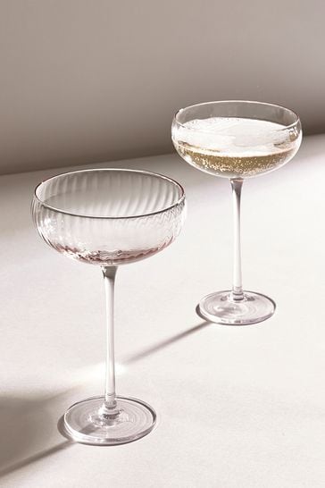 Clear Sienna Champagne Flute Glasses Set of 2 Champagne Saucers