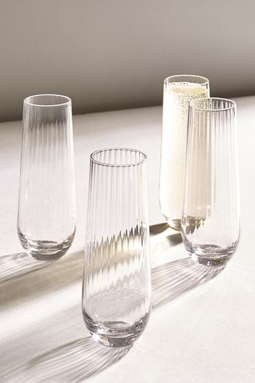 Clear Sienna Champagne Flute Glasses Set of 4 Flute Glasses