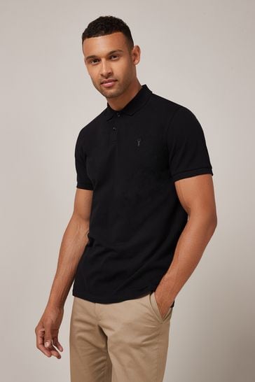 Black Regular Fit Pique Polo Shirt