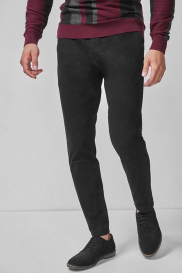 Black Slim Tapered Stretch Chino Trousers