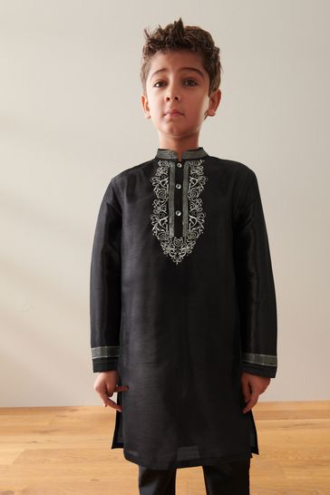 Black Embroidered Boys Kurta (3mths-16yrs)
