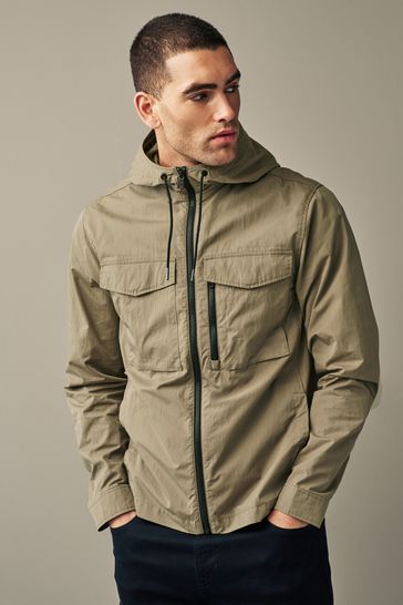 Natural Hooded Utility Shacket