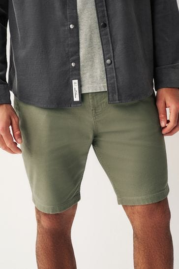 Khaki Green Slim Motionflex 5 Pocket Chino Shorts