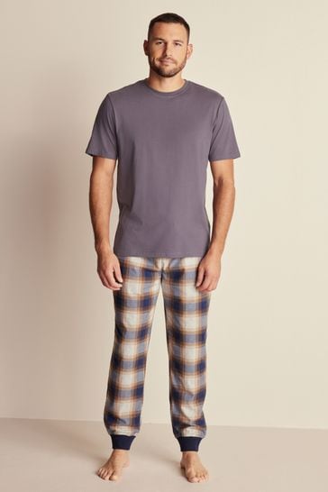 Grey Check Motionflex Cosy Cuffed Pyjamas Set