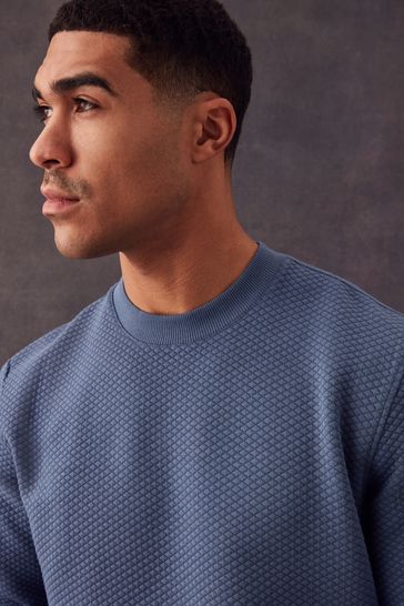 Blue Premium Texture Crew Sweatshirt