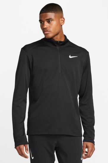 Camiseta para correr negra con media cremallera Pacer de Nike