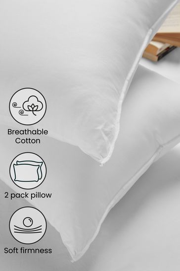 Set of 2 Soft Breathable Cotton Pillows