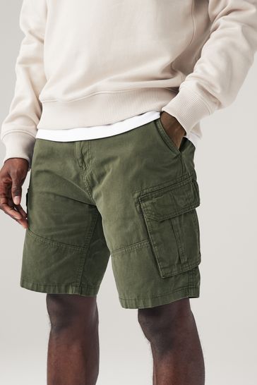 Pantalones cortos cargo de algodón verde caqui