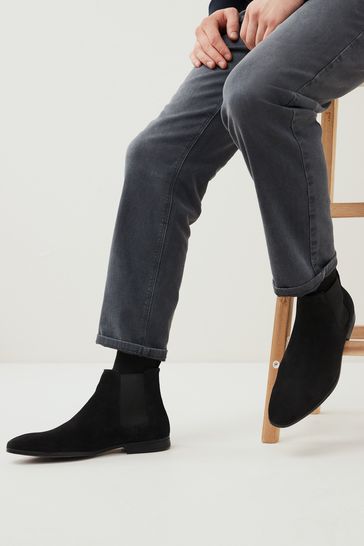 Black Suede Chelsea Boots