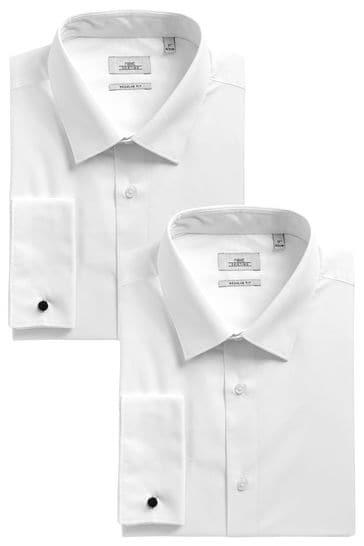 White Regular Fit Double Cuff Shirts 2 Pack