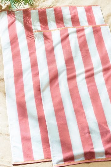 Pink Reversible Stripe XL Beach Towel