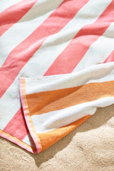 Pink Reversible Stripe XL Beach Towel