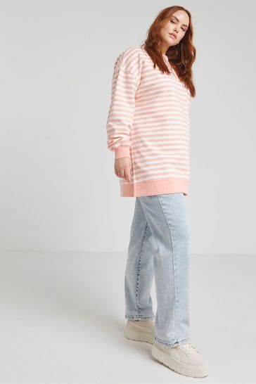 Simply Be Pink Side Split Sweatshirt Tunic