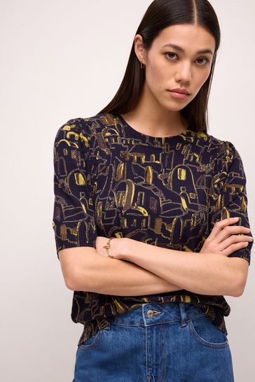 Round neck short sleeve hot sale jumper
