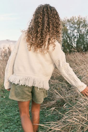 Buy Ecru Fringe Cardigan 3 16yrs from Next France