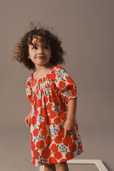 Red Apple Puff Sleeve Dress 3mths 8yrs