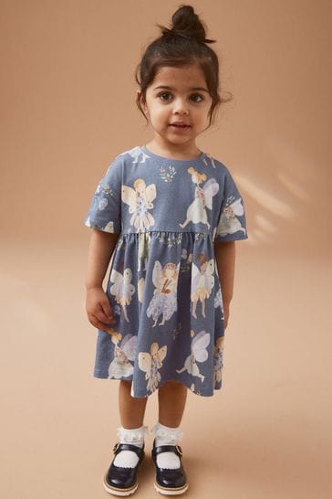 Blue Fairy Short Sleeve Cotton Jersey Dress (3mths-7yrs)