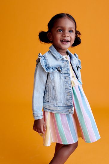 Buy Mid Blue Denim Frill Jacket 3mths 7yrs from Next Luxembourg