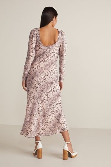 Pink snake sale print midi dress