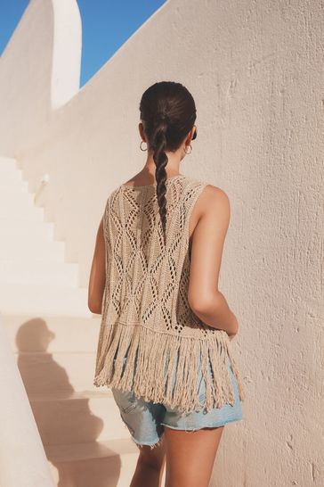 Women's fringed waistcoats top