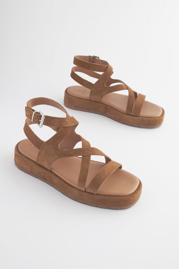 Tan leather flatform hotsell sandals