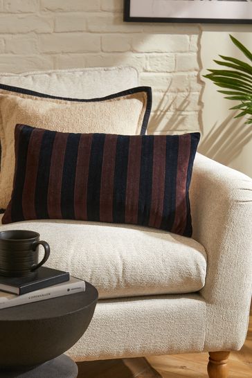 Brown Velvet Stripe 50 x 30cm Cushion