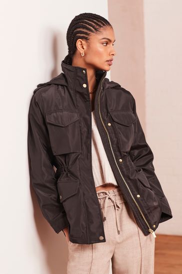Chocolate Brown Shower Resistant Utility Jacket