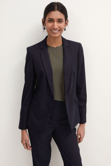 Navy Single Breasted Tailored Jacket