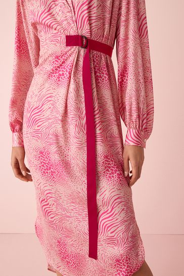 Pink animal print dress cheap next