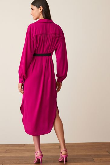 Pink satin shirt dress shop