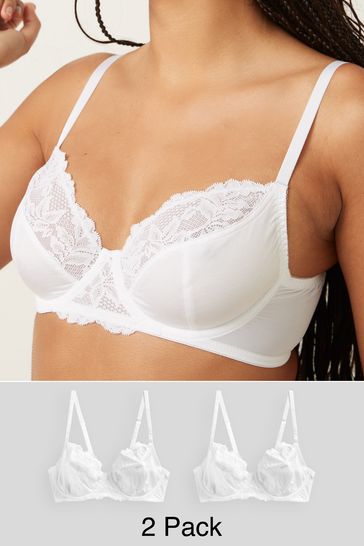 White/White Non Pad Full Cup Bras 2 Pack