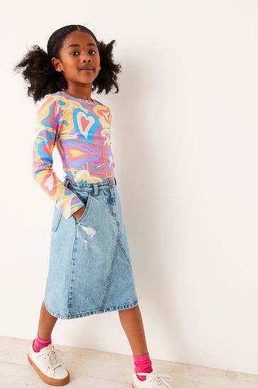 Girls midi denim skirt 2025