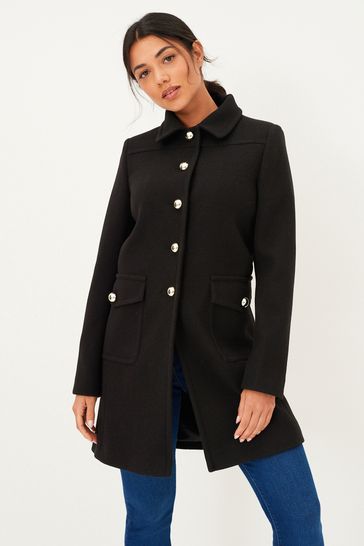 Black single 2025 breasted coat